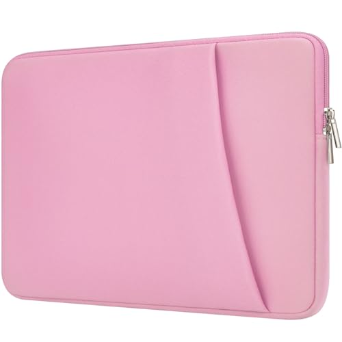 Laptop Sleeve Case with Zipper Accessory Pocket Compatible with 13 to 14 inches MacBook Air/Pro Padded Computer Pouch Cover Shockproof Protective for 13” to 14” Laptop/Chromebook/Tablet,Pink - color: Pink, size: 13-14 inches