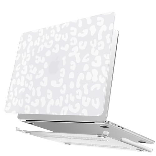 AKIT for MacBook Air 13 inch Case M5 M4 M3 M2 2026-2022, White Leopard | A3449 A3240 A3113 A2681, Aesthetic Pattern Hard Shell Laptop Case+Screen Protector+Keyboard Cover for MacBook Air 13.6 inch - color: Leopard White