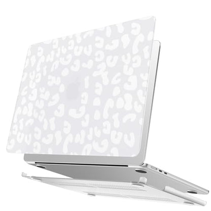 AKIT for MacBook Air 13 inch Case M5 M4 M3 M2 2026-2022, White Leopard | A3449 A3240 A3113 A2681, Aesthetic Pattern Hard Shell Laptop Case+Screen Protector+Keyboard Cover for MacBook Air 13.6 inch - color: Leopard White