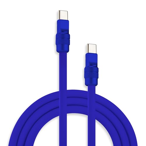 chubbycable USB C to C 240W Silicone Charging Cable, All Dark Blue, 3.3FT | Premium Zinc Alloy Connectors, 6mm Extra Thick, 45,000+ Bend Tested, E-Marker Chip, Stable 480Mbps Data Transfer - color: Dark Blue+Dark Blue, size: 3.3ft (1m), style: Type C-Type