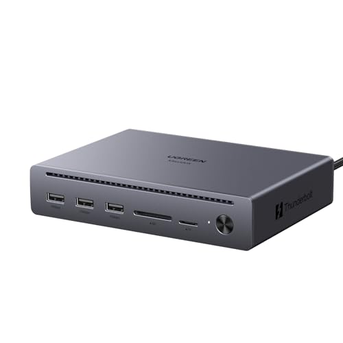 UGREEN 10 in 1 Revodok Maxidok Thunderbolt 5 Docking Station, 120Gbps with 3×TBT5 (Single 8K/ Dual 6K@60Hz), 140W Total Power, DP2.1, Gigabit Ethernet, SD/TF 3.0 Dock for MacBooks and Windows Laptops