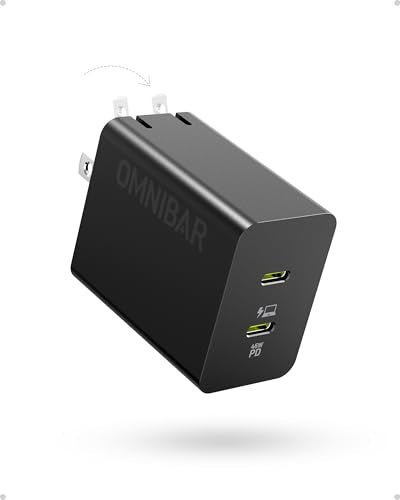 45W Dual USB C Wall Charger, Foldable GaN Fast PD PPS Power Adapter | Compact Travel Design, Charge 2 Devices Simultaneously, Built-in Safety Protection, Universal USB-C Compatibility - color: 45W Black