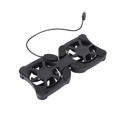 Hemobllo Portable Foldable Laptop Cooling Pad USB Fans Compact Notebook Cooler for Efficient Heat Dissipation Energy Saving Design - Black