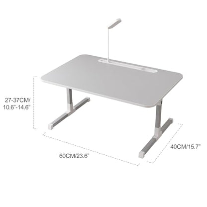 Laptop Bed Tray Table, Adjustable Laptop Bed Stand Lap Desk with LED Light Portable Standing Table with Foldable Legs for Kids Adult USB Charging Folding Lap Tablet Table for Sofa Couch Grey