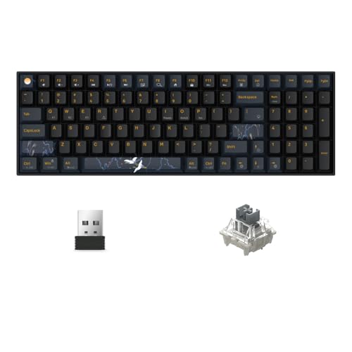 Newmen GM1000 Wireless Mechanical Gaming Keyboard,Bluetooth 2.4G/Wired | Hot Swappable,Custom,RGB Backlit Mechanical Keyboards,Anti-Ghosting,Num Pad ,Mac/Win,Blueblack Keycaps,G-Silver Switch - color: BlueBlack Keyboard-G-Silver Switch
