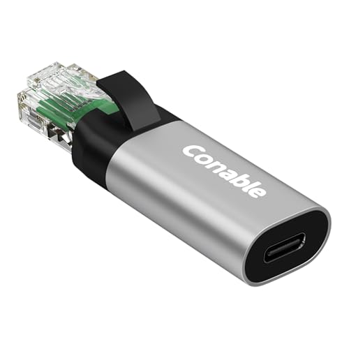 USB C to Ethernet Adapter, Ethernet Male to USB-C Female Adapter, Type C to RJ45 Network Internet LAN Adapter, Directly Connected, Essential for Travel/Office, Grey