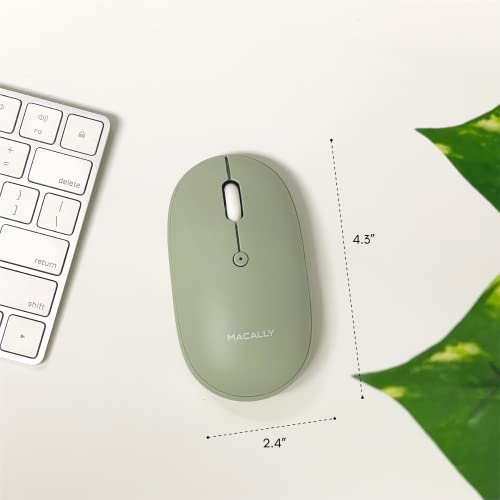Macally Wireless Bluetooth Mouse - Quiet, Comfortable, Rechargeable for MacBook Air/Pro, Mac, iMac, Apple iPad - Wireless Mouse for Laptop, Windows PC Desktop - color: Green