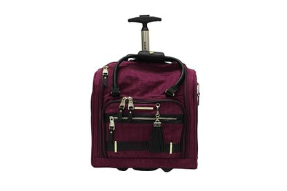 Steve Madden Designer 15 Inch Carry on Suitcase- Small Weekender Overnight Business Travel Luggage- Lightweight 2- Rolling Spinner Wheels Under Seat Bag for Women (Peek-A-Boo Purple) - color: Peek-A-Boo Purple