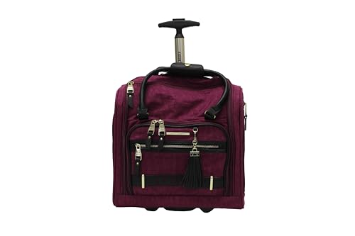 Steve Madden Designer 15 Inch Carry on Suitcase- Small Weekender Overnight Business Travel Luggage- Lightweight 2- Rolling Spinner Wheels Under Seat Bag for Women (Peek-A-Boo Purple) - color: Peek-A-Boo Purple