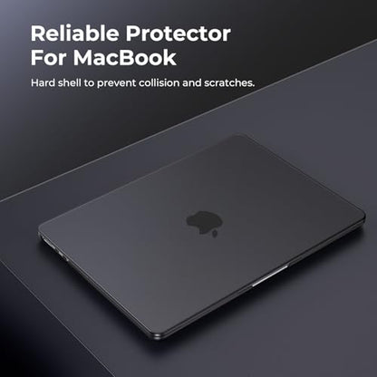 EooCoo Case for MacBook Air 15 inch M5 M4 M3 M2 2026-2023, Matte Black | Easy to Install, Sturdy, Plastic Hard Shell Case & Keyboard Cover & Screen Protector, Model: A3448 A3241 A3114 A2941 - color: Matte Black