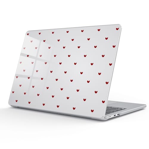 for MacBook Air 13.6 Inch Case M5/M4/M3/M2 2026-2022 Release A3449 A3240 A3113 A2681 Red Love Heart Cute Girly Design Crystal Clear Girly Case Laptop Protective Hard Shell Cover - color: Red Love Heart