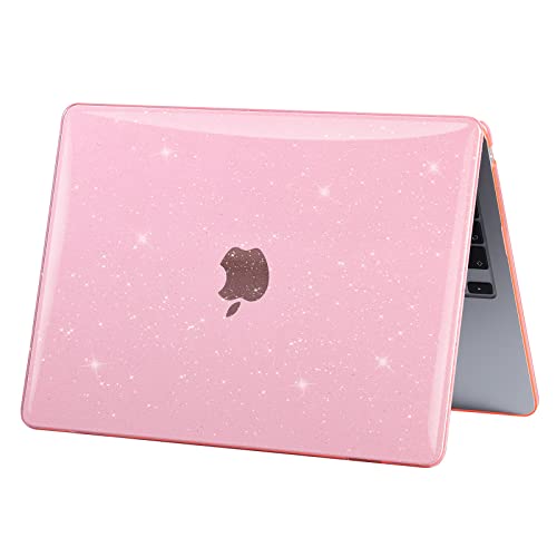 EooCoo Case for MacBook Air 15 inch M5 M4 M3 M2 2026-2023, Sparkly Pink | Easy to Install, Sturdy, Plastic Hard Shell Case & Keyboard Cover & Screen Protector, Model: A3448 A3241 A3114 A2941 - color: Sparkly Pink