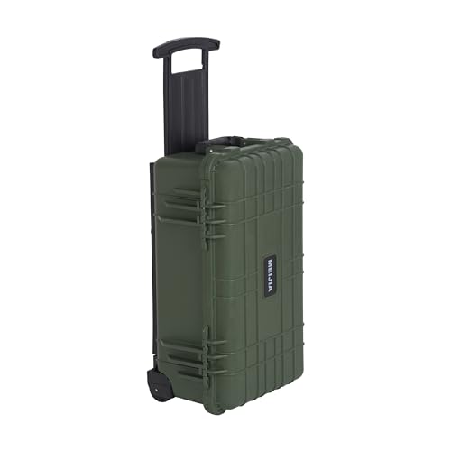 MEIJIA All Weather Rolling Waterproof Protective Case, Hard Camera Case,Dry Case with Retractable Pull Handle and Wheels,Foam Inserted,22 x13.81x9inches (Green) - color: Green
