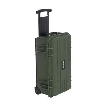 MEIJIA All Weather Rolling Waterproof Protective Case, Hard Camera Case,Dry Case with Retractable Pull Handle and Wheels,Foam Inserted,22 x13.81x9inches (Green) - color: Green