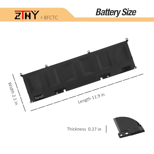 8FCTC Battery 56Wh 3-Cell Replacement for Dell G15 5510 5511 5520 G7 7500 | Inspiron 5620 7510 7610 Vostro 7510 7620 XPS 15 9500 9510 Precision 5550 5560 5570 Alienware M15 R3 R4 R5 R6 R7 M17 R3 11.4V - size: 12.01*3.35*0.31 inch 8FCTC