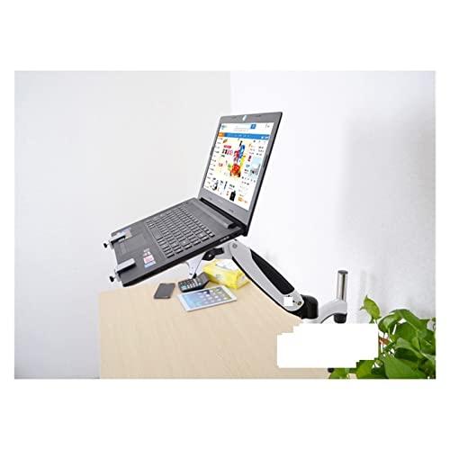 DL-GM112-LP1 Full Motion Aluminum Air Press Gas Spring Dual Arm Laptop Desktop Mount Swivel Grommet Hole Clamp Notebook Tray(Grommet Base) - color: Grommet Base