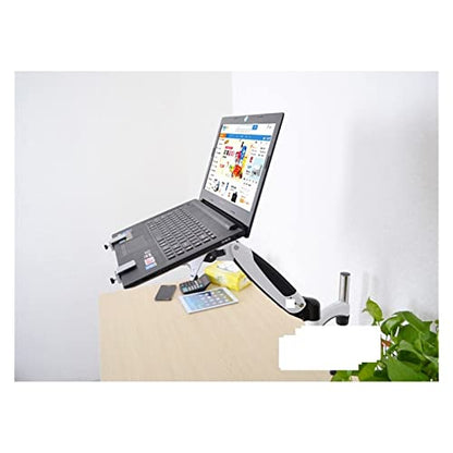 DL-GM112-LP1 Full Motion Aluminum Air Press Gas Spring Dual Arm Laptop Desktop Mount Swivel Grommet Hole Clamp Notebook Tray(for 0-58mm Desk) - color: For 0-58mm Desk