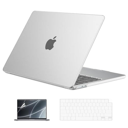 EooCoo Case for MacBook Air 15 inch M5 M4 M3 M2 2026-2023, Frost Clear | Easy to Install, Sturdy, Plastic Hard Shell Case & Keyboard Cover & Screen Protector, Model: A3448 A3241 A3114 A2941 - color: Original Clear