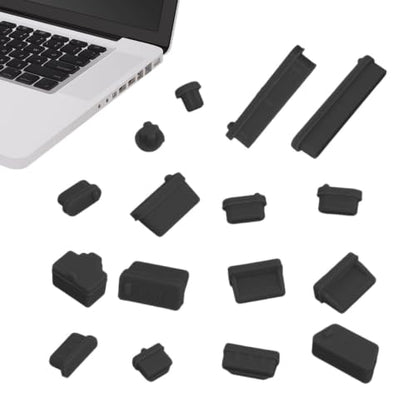 USB C Plug Cover Flexible Soft Silicone Protector 16pcs | Pc Interface Stopper for Computer PC - color: Black