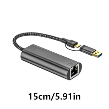 USB C to Ethernet Adapter USB+Type C to RJ45 2.5Gbps Gigabit Ethernet Networking Adapter Dongle Converters for PC Laptop