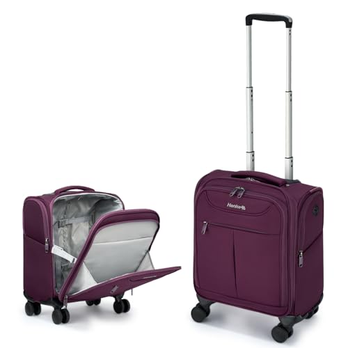 Hanke Underseat Carry On Luggage with Wheels, Lightweight Small Suitcase Airline Approved 16 Inch Softside Personal Item Travel Bag for Women Men, Compact Under Seat Luggage with Spinner Wheels,Purple - color: Purple