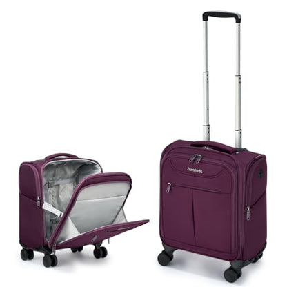 Hanke Underseat Carry On Luggage with Wheels, Lightweight Small Suitcase Airline Approved 16 Inch Softside Personal Item Travel Bag for Women Men, Compact Under Seat Luggage with Spinner Wheels,Purple - color: Purple