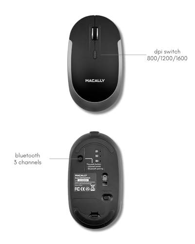 Macally Wireless Bluetooth Mouse for Mac, MacBook Pro/Air, iPad, Laptop, and PC - Quiet Click and Comfortable Apple Wireless Mouse - Rechargeable - Space Gray - color: Space Gray