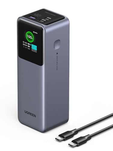 UGREEN Nexode Power Bank 25000mAh 200W Laptop Portable Charger PD 3.1 Fast Charging 90Wh 3-Port Battery Pack with TFT Smart Display for MacBook Pro/Air/ipad/iPhone 17/16/Samsung S26/Dell/HP and More