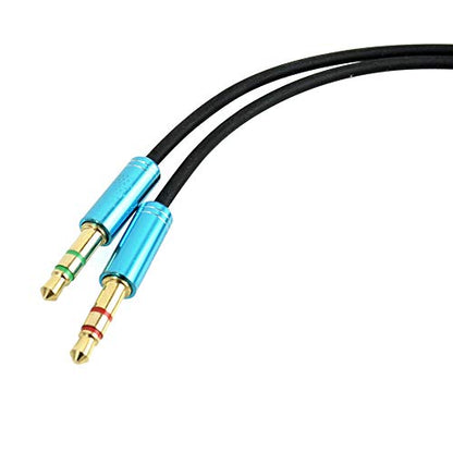 3.5mm Headphone Splitter Adapter Female to 2X 3.5 mm Male Converter Cable Headphone Mic Audio Y Splitter Cable Smartphone Headset to PC Adapter –for Microphone with 4 Pin (Blue) - color: Blue