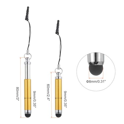 MECCANIXITY 5pcs Metallic Stylus Pen Retractable Aluminum Alloy Mini Capacitive Pens for Universal All Touch Screen Devices, Yellow - color: Yellow