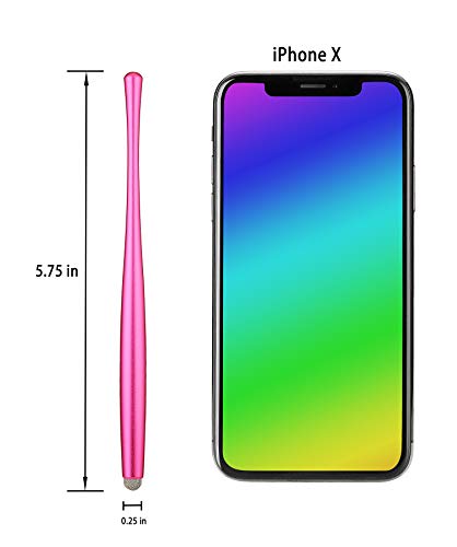 Slim Waist Stylus Pen for Touch Screen, Compatible with iPad, iPhone, Kindle Fire, 8 Extra Replaceable Hybrid Fiber Tips (Pink, Purple, Blue, Rose Gold) - color: Pink/Purple/Blue/Rosegold
