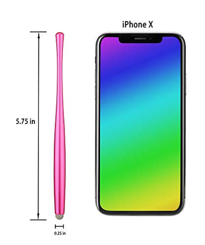 Slim Waist Stylus Pen for Touch Screen, Compatible with iPad, iPhone, Kindle Fire, 8 Extra Replaceable Hybrid Fiber Tips (Pink, Purple, Blue, Rose Gold) - color: Pink/Purple/Blue/Rosegold