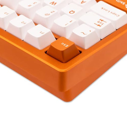 KEEBMONKEY WOBKEY Rainy 75 Aluminum HMX/JWK Switches Mechanical Keyboard with Superior Acoustics, Wired, BT, 2.4G Wireless Connectivity (Pro Orange(Stainless Steel Weight)) - style: Pro Orange(Stainless Steel Weight)
