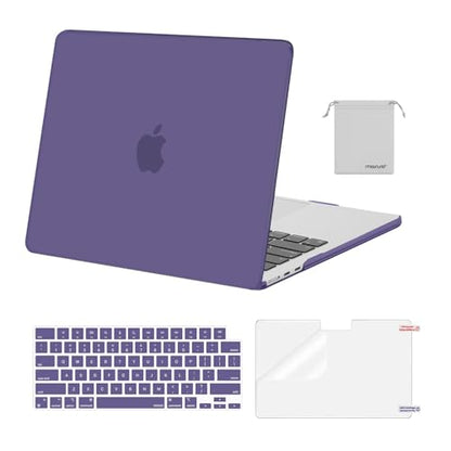 MOSISO Compatible with MacBook Air 13 inch Case M5 2026 M4 M3 M2 2025-2022 | A3449 A3240 A3113 A2681, Hard Shell&Keyboard Cover&Screen Film&Pouch for MacBook Air 13.6 inch Case, Imperial Purple - color: Imperial Purple