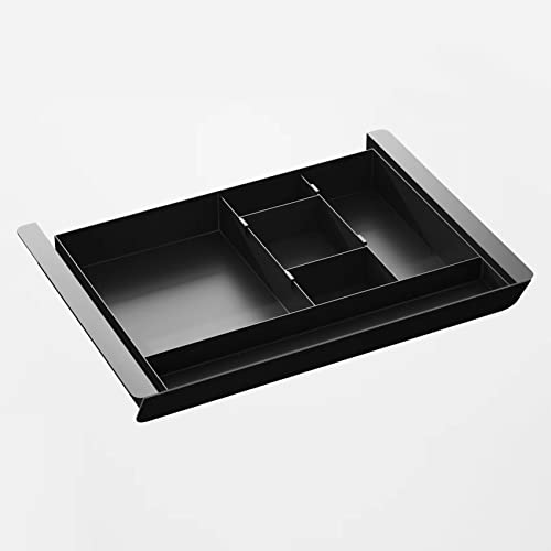 Under Desk Mounted Sliding Pull-out Drawer with Pencil Tray and Slide Storage Tray, 17'' long & 13.5'' deep Large Storage Organizer for Sit Stand Workstation - color: Black