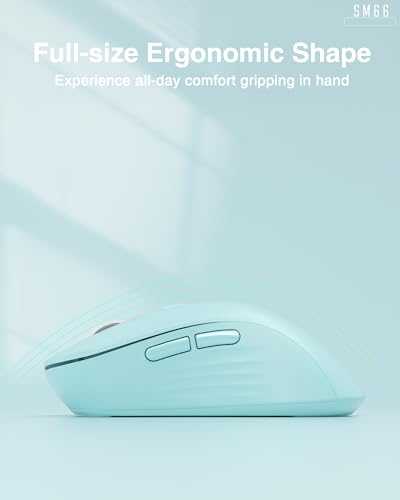 SOLAKAKA SM66 Green Silent Dual Mode Wireless Mouse for Laptop, Adjustable 4800 DPI,Rechargeable Computer Mouse for Bluetooth and Wireless Connection - color: green