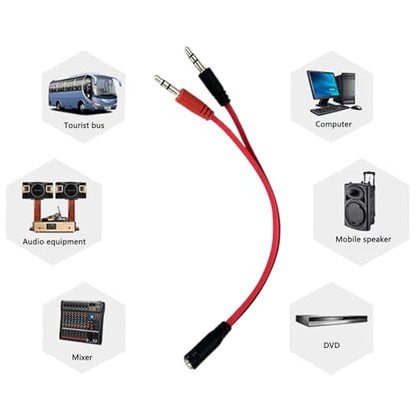 3.5MM Auditory Y Splitter Cable 20CM 1 Male/Female to 2 Male/Female for Headphones and Microphone Flat Wire Headsets Microphone - color: 2 female and 1 male