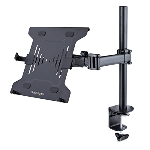 StarTech Laptop Desk Mount up to 34in, 9.9lb/4.5kg (A-Laptop-Desk-Mount) | VESA Monitor Mount for Displays up to 34" (17.6lb/8kg) or Laptops up to 9.9lb (4.5kg), Articulating Arm Tray, Clamp/Grommet - style: Single