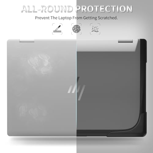 Heavy Duty Case for 14" HP Envy X360 2-in-1 2K Touch-Screen Laptop 2024 Release Shockproof Hard Shell Matte Translucent Anti-Fingerprint Protective Cover with TPU-Covered Edge (Black) - color: Black