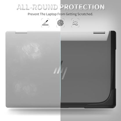 Heavy Duty Case for 14" HP Envy X360 2-in-1 2K Touch-Screen Laptop 2024 Release Shockproof Hard Shell Matte Translucent Anti-Fingerprint Protective Cover with TPU-Covered Edge (Black) - color: Black