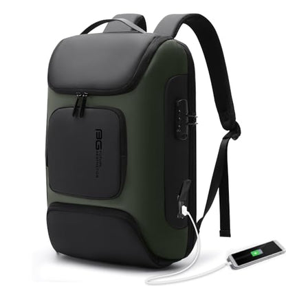 BANGE Business Backpack with USB Charging Port, Anti Theft Laptop Backpacks Fit for 15.6 INCH,Men Travel Backpack with Water Bottle Holder for Men and Women - color: Green