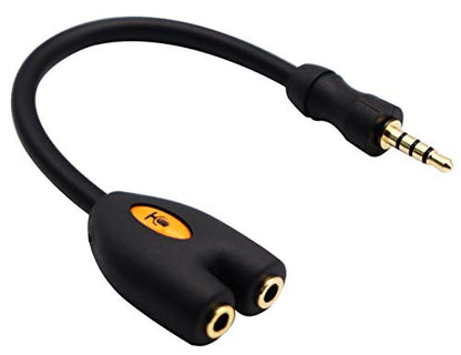 3.5mm Audio Headphone Y Splitter Cable 4-Pole 3.5mm AUX Male to 2 Port 3.5mm Female Headset Mic & Stereo Audio Y Splitter Cable for Earphone,for Smartphone, Samsung, LG, (17.5CM)(4Pole) - color: 4Pole
