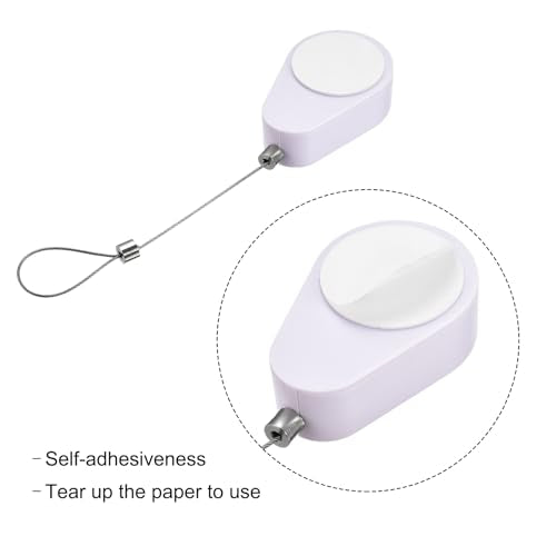 MECCANIXITY Retractable Cable Lock with Self-Adhesive, Remote Control Security Lock Anti-Lost Rope Hardware Cable Lock 600g Tensile Force White Pack of 2 - color: White