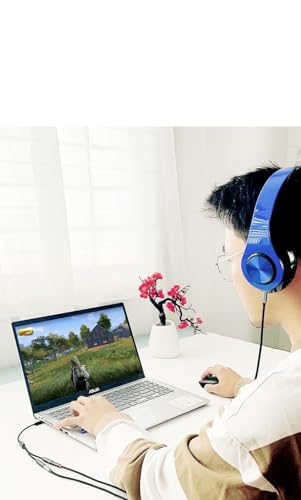 Headphone Splitter 3.5mm Mic and Audio Y Splitter TRRS Headset Adapter Cable Compatible with PC, Laptop, Android, Windows.(Black) - color: Black