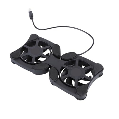 Hemobllo Portable Foldable Laptop Cooling Pad USB Fans Compact Notebook Cooler for Efficient Heat Dissipation Energy Saving Design - Black