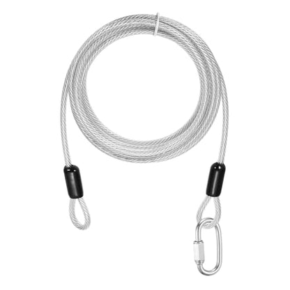 PATIKIL Security Cable Lock (3/16" Dia 8.2ft, Clear) Vinyl Coated 304 Stainless Steel Double Loop Flexible Wire Rope Safety Cable with Quick Links Locking Connectors - color: Clear, size: 3/16" x 8.2ft