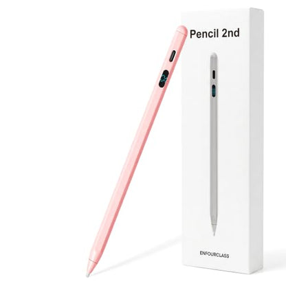 2-in-1 Dual Modes Stylus Pen with LED Power Display, Active Digital Pencil for iPad/iPhone/Android/Samsung Tablet Switch, Tilt Sensitivity for Drawing & Writing, Fast Charge, No Bluetooth (Pink) - color: Pink