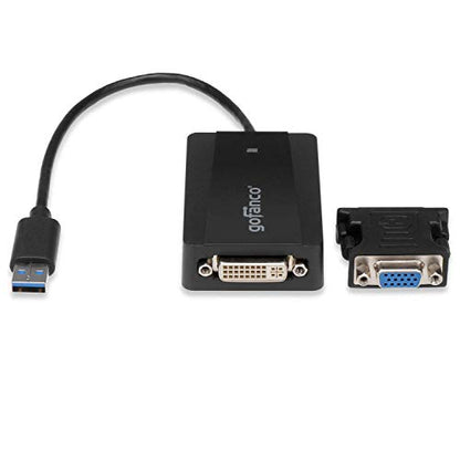 gofanco USB 3.0 to DVI Adapter for Multiple Monitors (USB3DVI) | Windows & macOS, Includes DVI-to-VGA Adapter - style: USB 3.0 to DVI / VGA