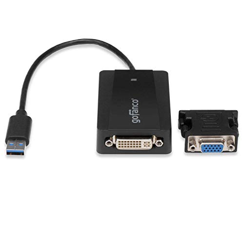 gofanco USB 3.0 to DVI Adapter for Multiple Monitors (USB3DVI) | Windows & macOS, Includes DVI-to-VGA Adapter - style: USB 3.0 to DVI / VGA