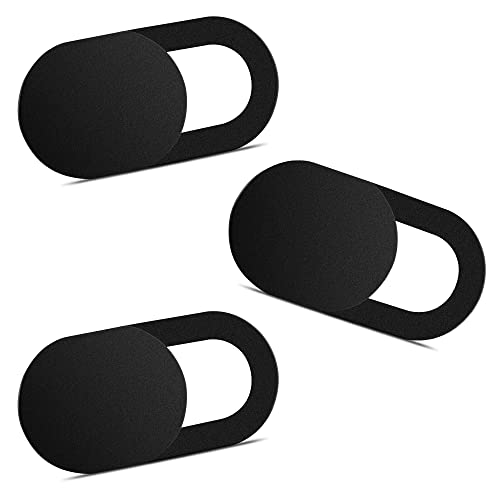 Yilador Webcam Cover (3 Pack), 0.03 inch Ultra Thin Laptop Camera Cover Slide for iPhone iPad MacBook Pro Computer iMac Cell Phone PC Accessories Camera Blocker Slider, Great for Privacy - Black - color: 3*Black